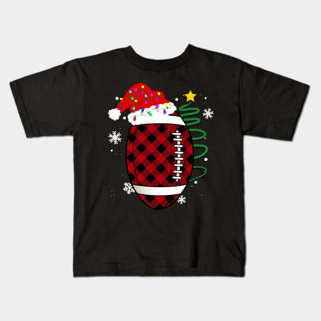 Buffalo Red Plaid Football Christmas Sport Xmas Pajama Kids T-Shirt by Sincu